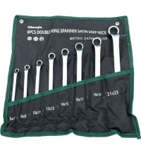 Double ended double deep offset ring spanner set 8pcs (6-23mm)