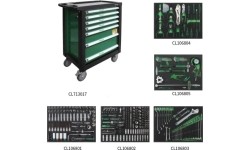 Roller cabinet 7 drawers, CL713017 with tool set trays (330pcs), 5 sets
