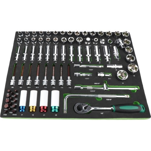 Roller cabinet 7 drawers, CL713017 with tool set trays (330pcs), 5 sets