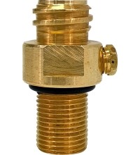 Two-way brass valve for Sodastream cartridges, blue version