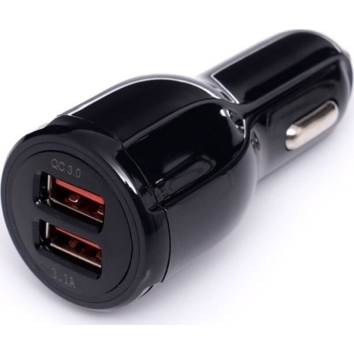 USB car charger with fast charge port 12V/24V, 2x3.1A QC3.0