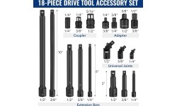 1/4" + 3/8" + 1/2" Dr. Impact extension set 18pcs