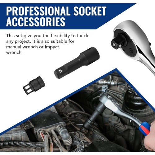 1/4" + 3/8" + 1/2" Dr. Impact extension set 18pcs