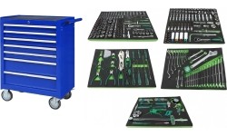 Roller cabinet NTBR4007-X with 5 tool set trays, 330pcs