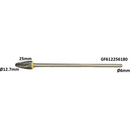 Long carbide rotary burr shape F nosed tree (RBF) Ø12.7 x 25mm