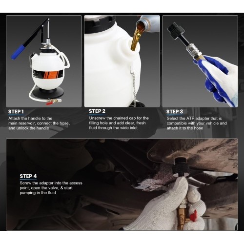 Manual extract & discharge transmission oil pump 7l with ATF filler system