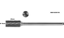 Long carbide rotary burr shape B cylinder (ZYAS) with end cut Ø 16mm