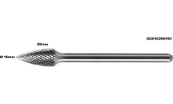 Prailginta freza kietmetalio G kūgio formos pusapvalė Ø 16 x 25mm