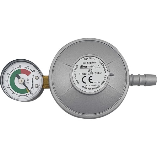 Reduktor kątowy propan-butan LPG z manometrem do butli turystycznych G3/8"LH