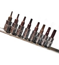 Galvučių su antgaliu rinkinys 1/4" (T-8-T-40)(torx) 8vnt.