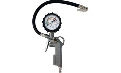 Wheel inflation gun with pressure gauge