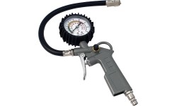 Wheel inflation gun with pressure gauge