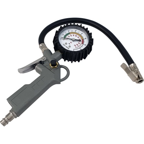 Wheel inflation gun with pressure gauge