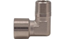 L-type connector F. Internal thread 3/8" x M. External thread 3/8"