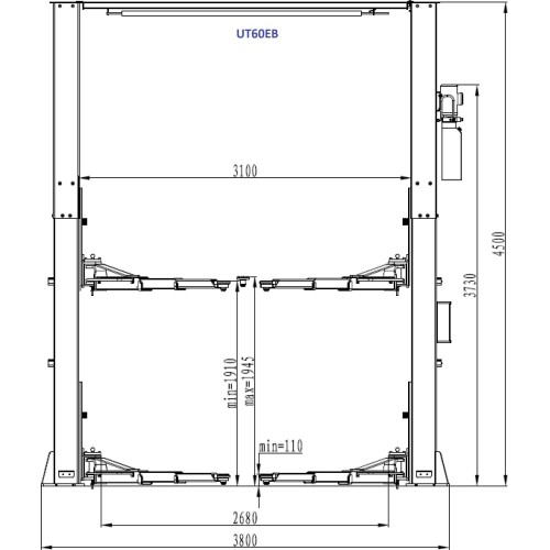 Hidraulinis dviejų kolonų keltuvas su elektromagnetiniu fiksavimu, 6.0t