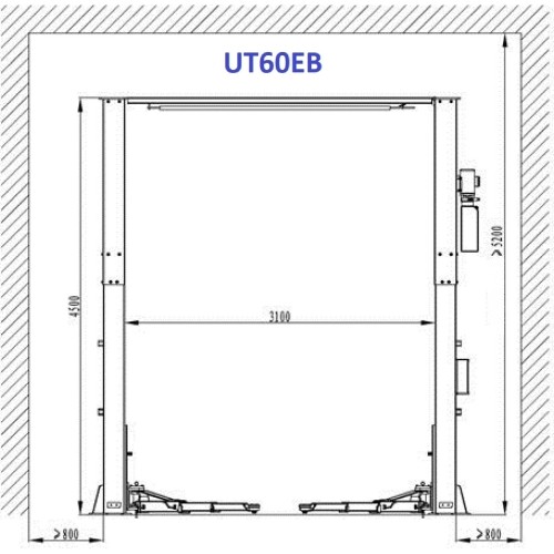 Hidraulinis dviejų kolonų keltuvas su elektromagnetiniu fiksavimu, 6.0t