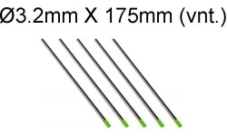 TIG volframo elektrodas Binzel WP Ø3.2mm X 175mm (1 vnt.), žalias
