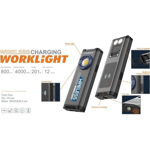 Prožektorius darbui COB LED (su belaidžio įkrovimo stotele)