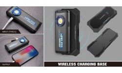 Prožektorius darbui COB LED (su belaidžio įkrovimo stotele)