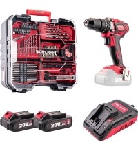Akumuliatorinis suktuvas-gręžtuvas su kalimu 20V LI-ION ir priedais 74vnt., 2x2.0Ah