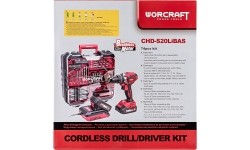 Li-ion Cordless Driver / Drill 20V with accesory kit 74pcs, 2x2.0Ah