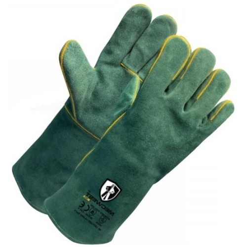 Suvirintojo pirštinės RSAFE-912, odinės, žalios