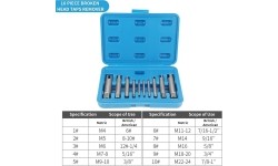 Screw tap extractor set 10pcs M4-M24