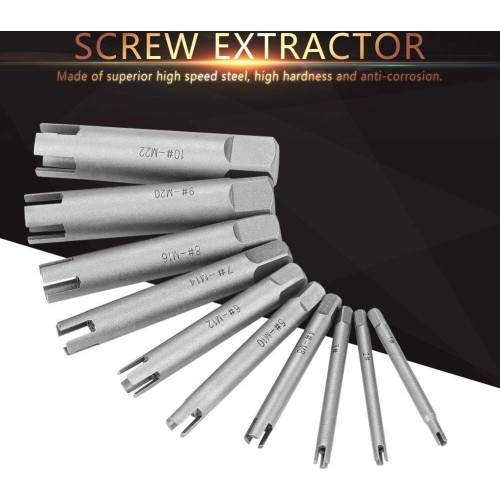 Screw tap extractor set 10pcs M4-M24