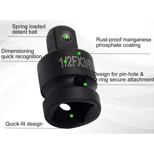 1/4" + 3/8" + 1/2" + 3/4" Impact adaptors set 6pcs