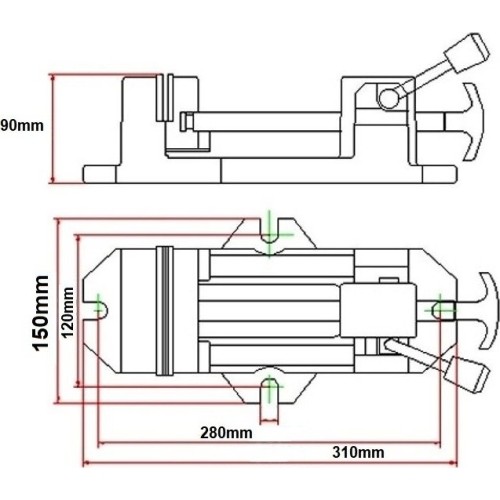 Quick release drill press vice 100mm