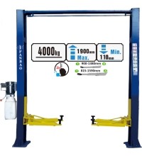 Hidraulinis dviejų kolonų keltuvas su mechaniniais saugumo fiksatoriais 4t 380V, (3 pakopų letenos)