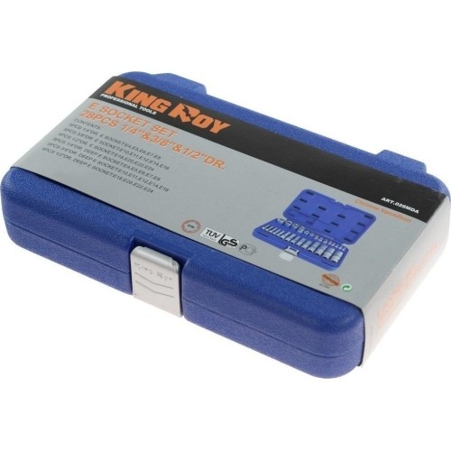 Galvučių rinkinys 1/4 + 3/8 + 1/2 E 28vnt.