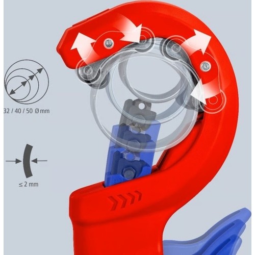 Pipe cutter for thin-walled plastic drain pipes 32-50mm KNIPEX DP50