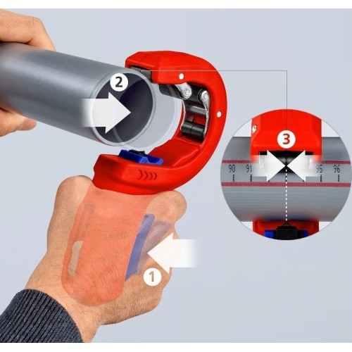 Pipe cutter for thin-walled plastic drain pipes 32-50mm KNIPEX DP50