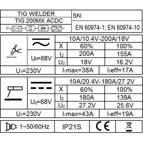 Suvirinimo aparatas FORBY® TIG 200MX AC/DC (200A - 60%) (pulsinis)
