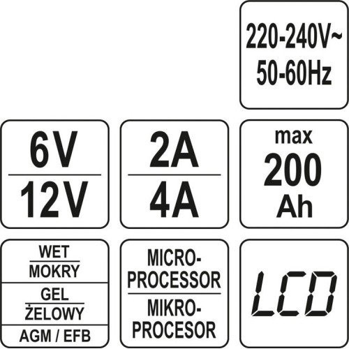 Įkroviklis akumuliatoriui elektroninis 6/12V 2/4A 200Ah