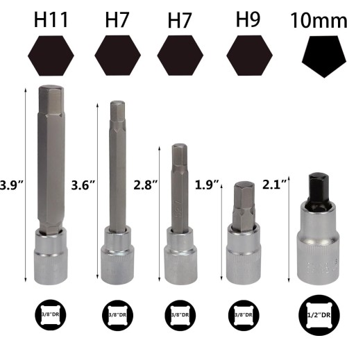 Brake caliper socket and bit socket set 17pcs