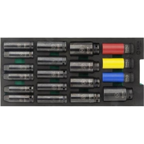 Padėklas. Smūginių prailgintų galvučių rinkinys 1/2" 19vnt.