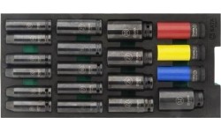 Padėklas. Smūginių prailgintų galvučių rinkinys 1/2" 19vnt.