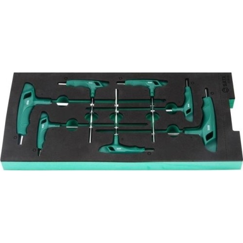 Padėklas. Šešiakampių T formos raktų rinkinys 7vnt.