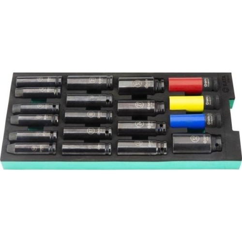 Padėklas. Smūginių prailgintų galvučių rinkinys 1/2" 19vnt.