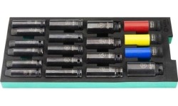 Padėklas. Smūginių prailgintų galvučių rinkinys 1/2" 19vnt.