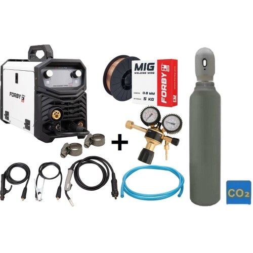 Semi-automatic KIT FORBY® MIG 200ST LED (synergistic) + CO2 cylinder 8l with accessories
