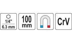 Adapteris šarnyrinis su magnetu 1/4" 100mm