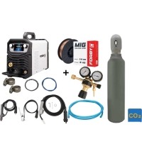 SUPER OFFER! Semi-automatic KIT FORBY® MIG 200PT LCD pulse (200A - 60%) (sinergetic) + CO2 cylinder 8l with accessories
