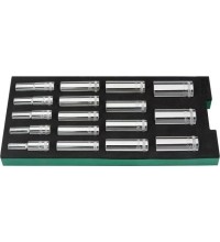 Tray. 1/2" Dr. Deep socket set 17pcs 6pt
