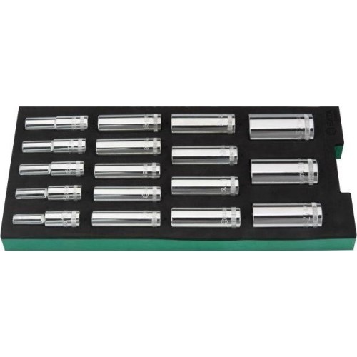 Tray. 1/2" Dr. Deep socket set 17pcs 6pt
