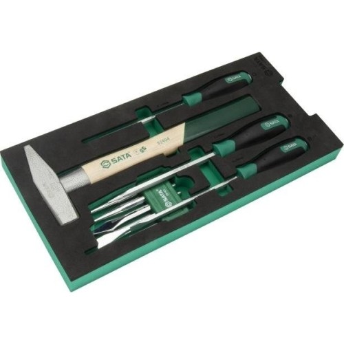 Tray. Hammer, screwdriver, punch and chisel set 9pcs