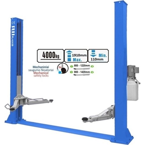 Two post hydraulic lift (with extended arms), 4.0t - 4.0t, 380V