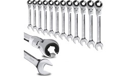 Open combination ratchet spanner with flexible head - 27mm